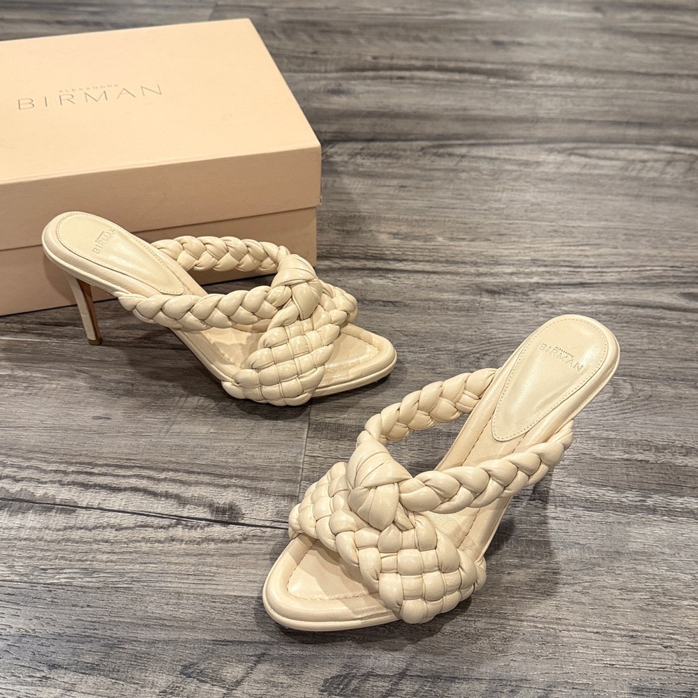 Alexandre Birman Women’s Carlotta Eggshell Leather Mules Shoes Sandals Size 39 - Picture 12 of 16